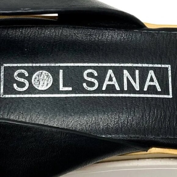 Sol Sana Black Leather Platform Wedge Ankle Strap Sandals - Size 7.5 EUR 38 - Picture 8 of 9
